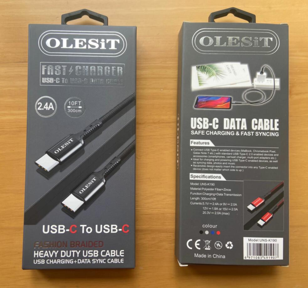 3.6a OLESIT PD 60W USB Kabel typu typec szybki przewód ładujący dla Xiaomi Huawei Samsung USB C STRON