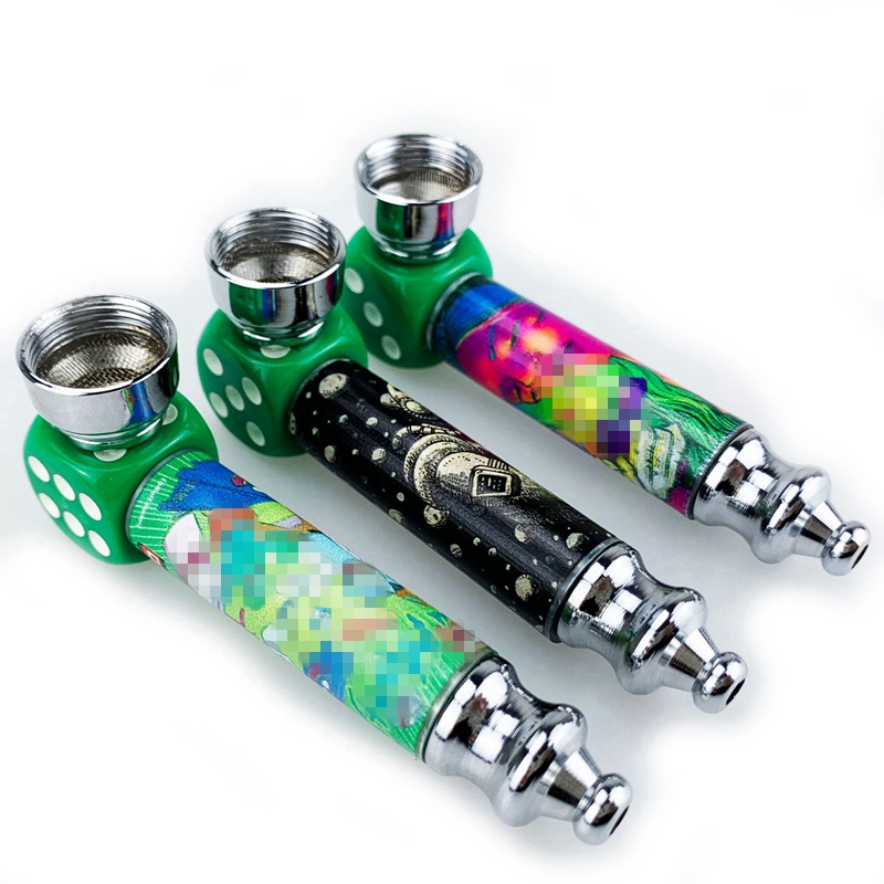 Colorful Dice Style Zinc Alloy Portable Smoking Pipe With Removable