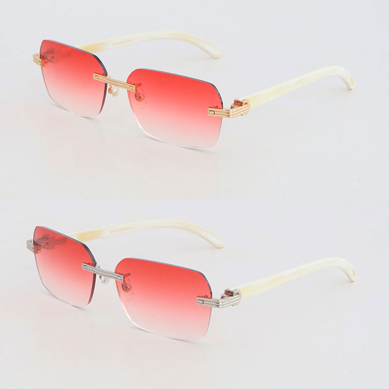 New Designer Model Rimless Sunglasses Woman Original White Genuine Natural Horn 02868 glasses 18k Gold Women Large Square Glasses 235H