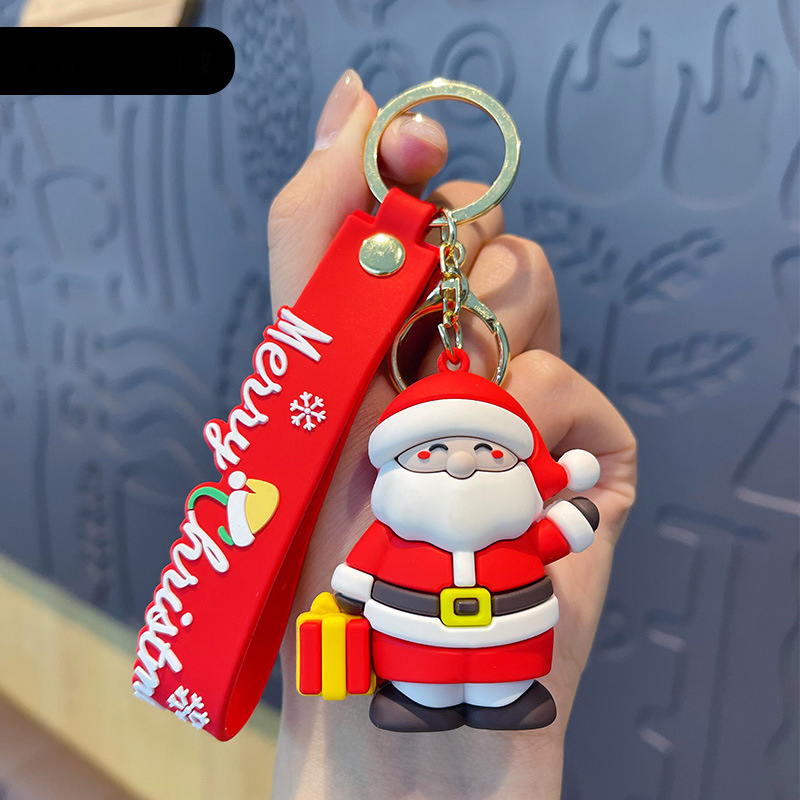 Parti Karikatür Damla Tutkal Santa Keychain Kadın Sevimli Zarif Elk Figür Anahtarlık Kolye Noel Hediyesi