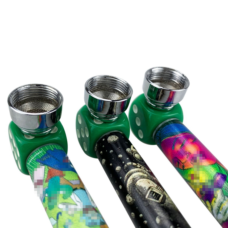 Colorful Dice Style Zinc Alloy Portable Smoking Pipe With Removable