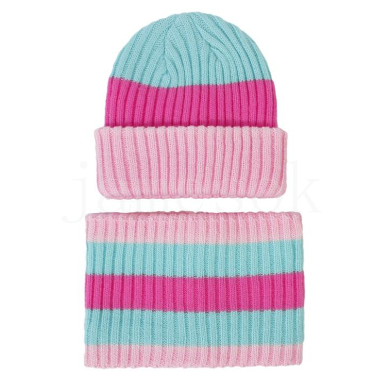 Cap Baby Striped Knit Beanie Zima ciepła czapka dziecięca dzieci urocze wiep śnieżny de969