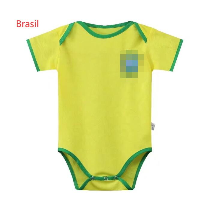 Roupas de bebê infantil Argentina Brasil Macacão de futebol com decote em O manga curta multicores