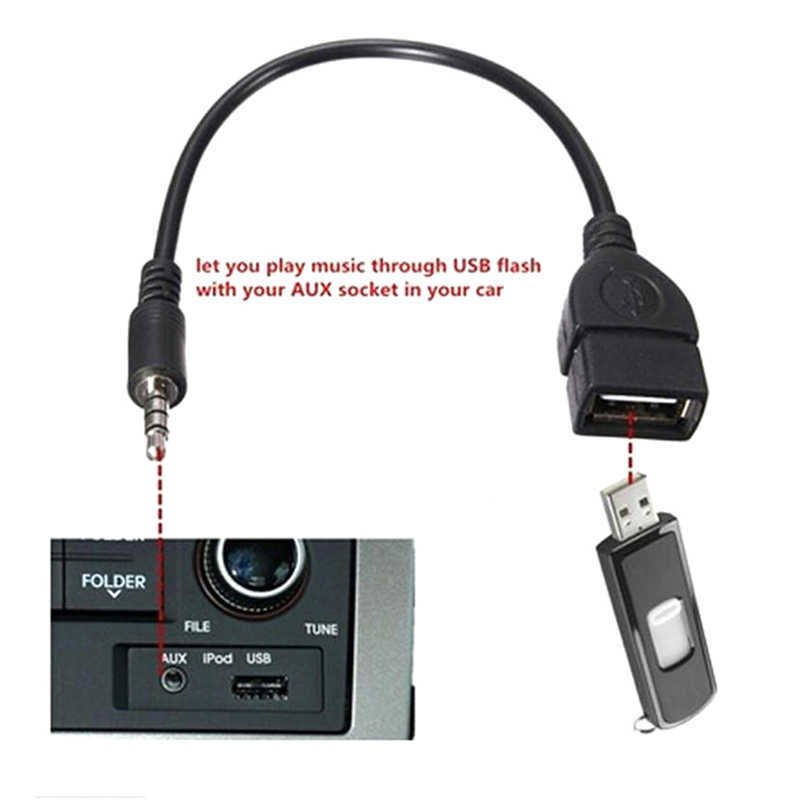 3,5 mm svart bil Aux -ljudkabel till USB Electronics for Play Music Headphone Converter