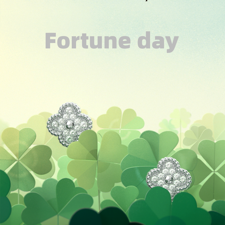 Lucky Four-Leaf Clover Stud Earrings Designer för Women Letter V Cleef Luxurious Jewelry Diamond Earings340L