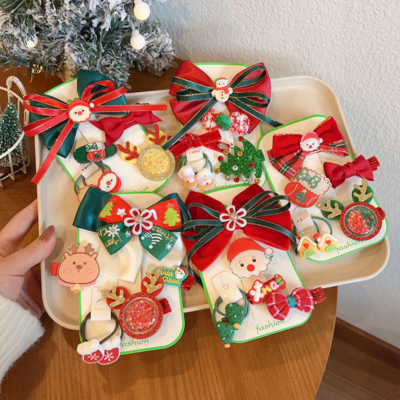 Bandas de cabelo elásticas de Natal para crianças anel de cabelo de cabelos anel de corda de borracha anel