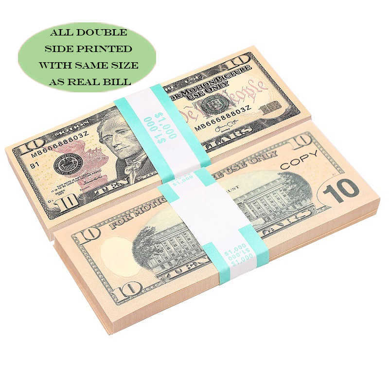 Meilleur 3A Party Replica US Fake Money Kids Play Toy ou Family Game Paper Copy Banknote Pack Pratique Comptage Film Prop 20 Dollars Complet P2612