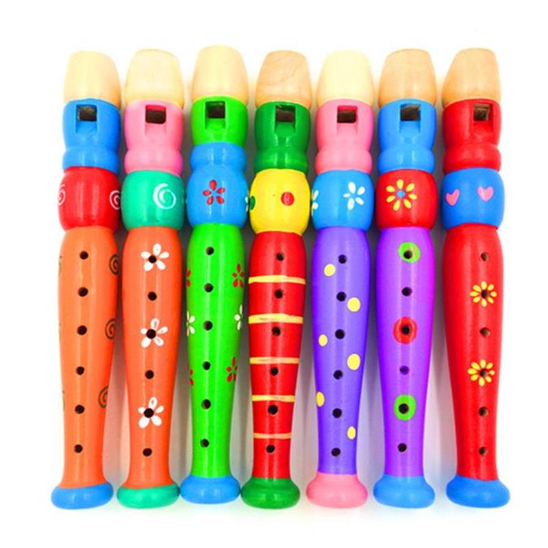 Cartoon houten fluit fluitje muziekinstrument geluid speelgoed kinderen kunstontwikkeling kinderen vroege educatief muziek speelgoed