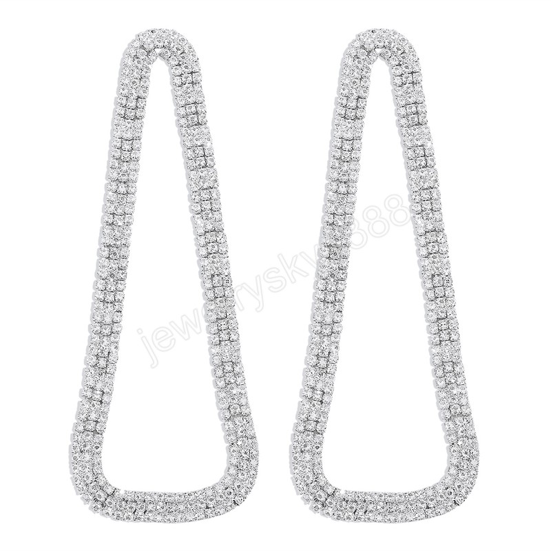 Orecchini pendenti classici ed eleganti con strass completi le donne, regalo di gioielli con orecchini a catena da tennis con nappa lunga da sposa di lusso