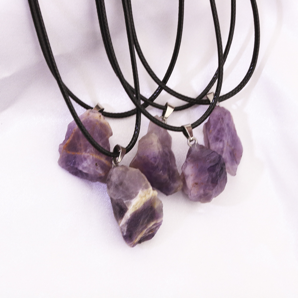 Natural Amethyst Fluorite Crystal Pendant Necklace Energy Stone Healing Meditation Yoga Gift Wholesale