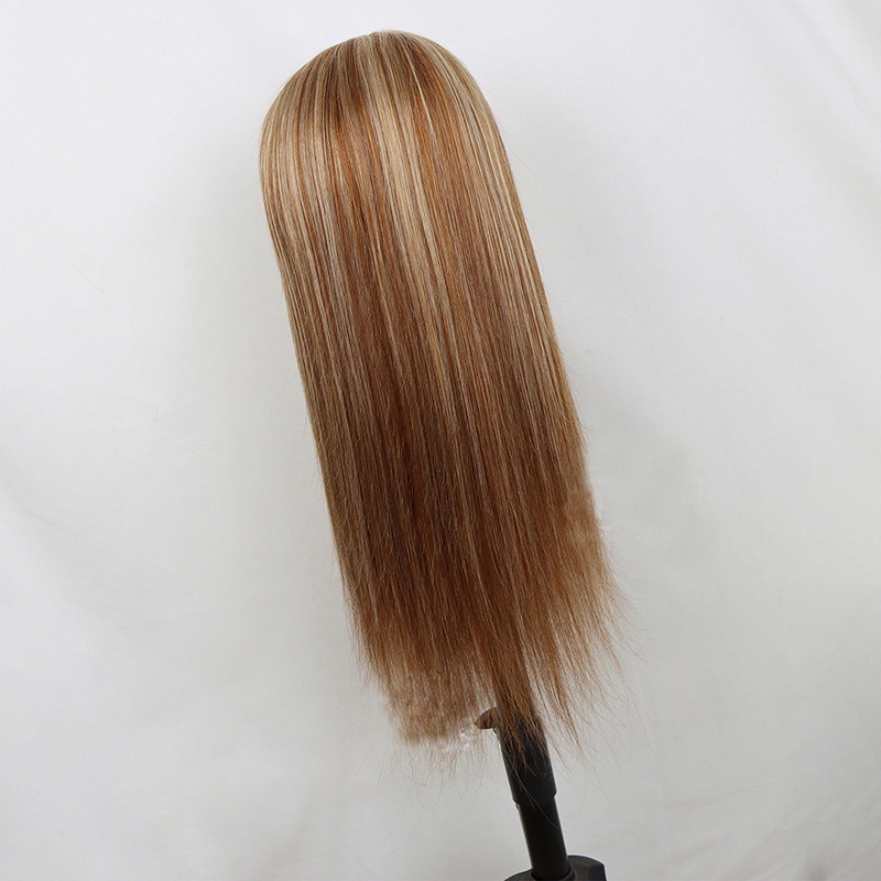 Brasilianskt mänskligt hår Peruanska Indian Raw Virgin Hair 13x4 Spets Front Wig P8/27 Färg Rak 150% 180% 210% Densitet 8 27 Piano Color 10-32 tum