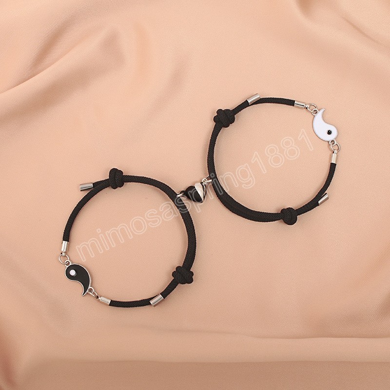 Braccialetto di coppia Tai Chi Yin Yang alla moda gli amanti dei braccialetti del cuore del magnete il regalo delle coppie