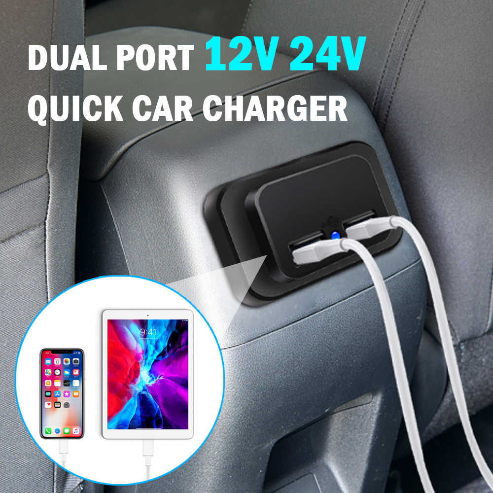 Dual USB Car Charger Socket 12V/24V 3.1A Charging Splitter Outlet Power Adapter for Motorcycle Camper Truck ATV Boat RV