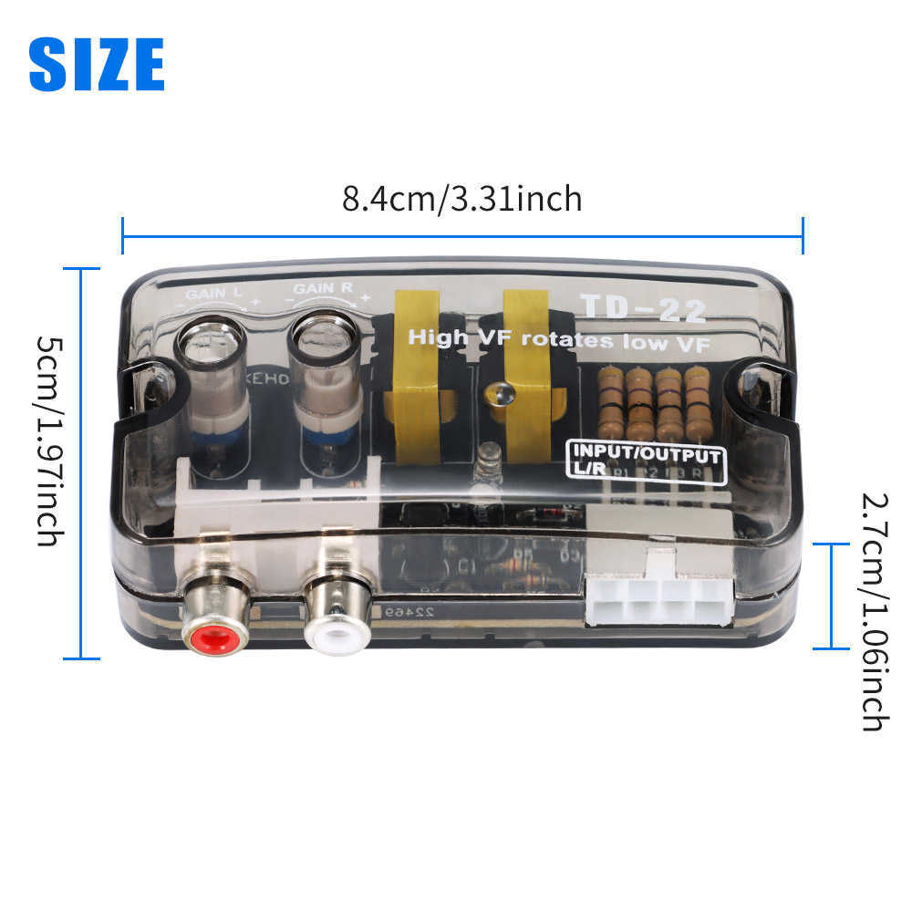 2022 neue 12V Auto Auto Audio Konverter RCA Stereo Hoch Zu Niedrig Einstellbare Frequenz Linie Lautsprecher Ebene Adapter