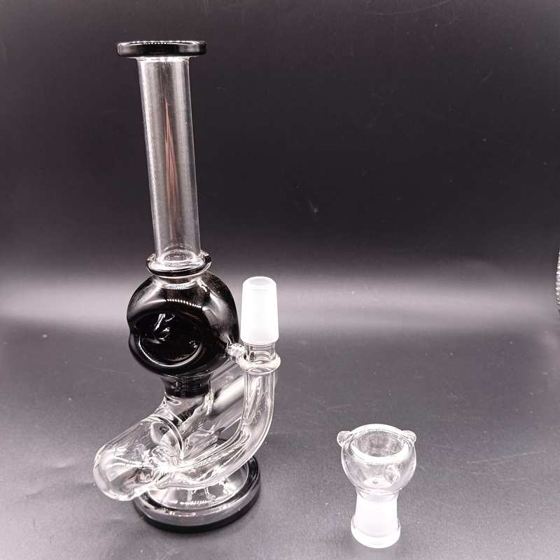 Bong de vidro preto Hookahs 10 polegadas Oil Dab Rig Reciclador de água Tubos de fumo 14mm articulação feminina