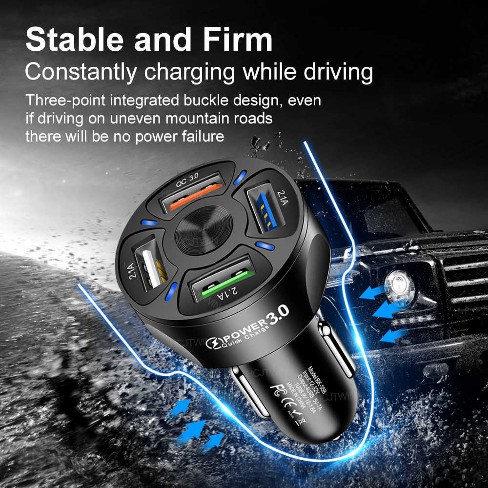 USB -bilavgift Electronics 12V Snabb USB Socket Auto Elektronica Accessoi Fast Charging f￶r iPhone Mobiltelefonladdare Adapter