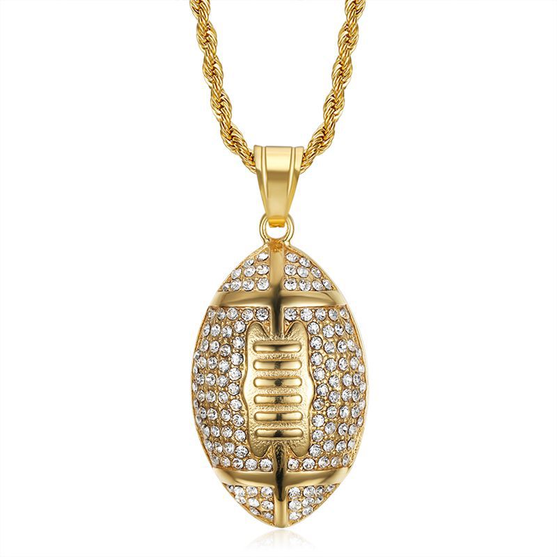 Collier pendentif rugby en métal collier hip hop pour hommes accessoires de bijoux de mode