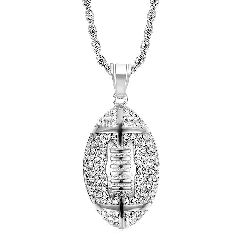 Collier pendentif rugby en métal collier hip hop pour hommes accessoires de bijoux de mode