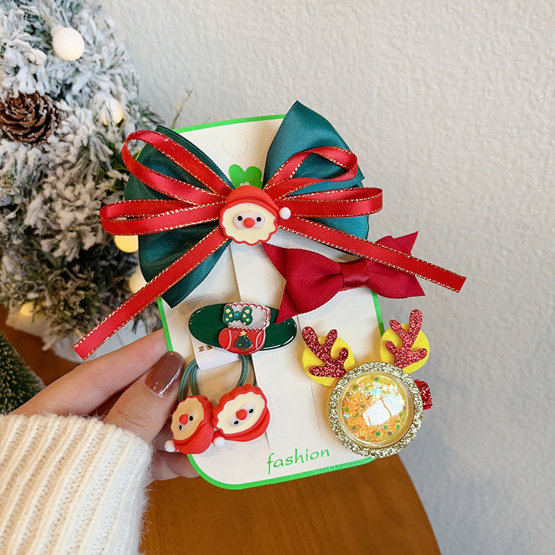 Bandas de cabelo elásticas de Natal para crianças anel de cabelo de cabelos anel de corda de borracha anel