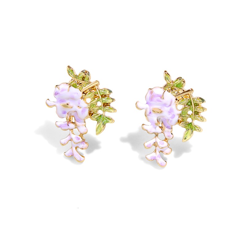 Brincos de flor de flores de esmalte vintage Brincos em forma de flor Studs Moda feminina Moda artesanal Metal Eardop 925 Acessórios de agulha de prata por atacado 10 pares/lote