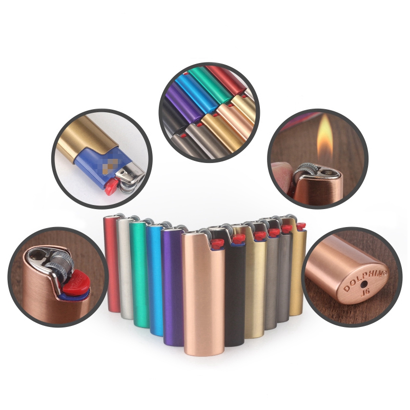 Latest Colorful Smoking Metal Replaceable Lighter Case Casing Shell Protection Sleeve Portable Innovative Design Dry Herb Tobacco Cigarette Holder