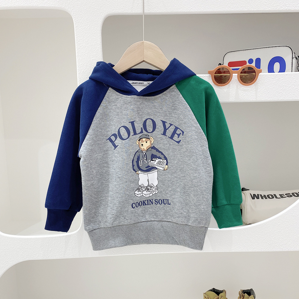 Enfants Hoodies Mode Couleur Correspondant À Capuche Bébé Garçon Fille SpringAutumn Enfants Veste Pull Tops Pull Outwear