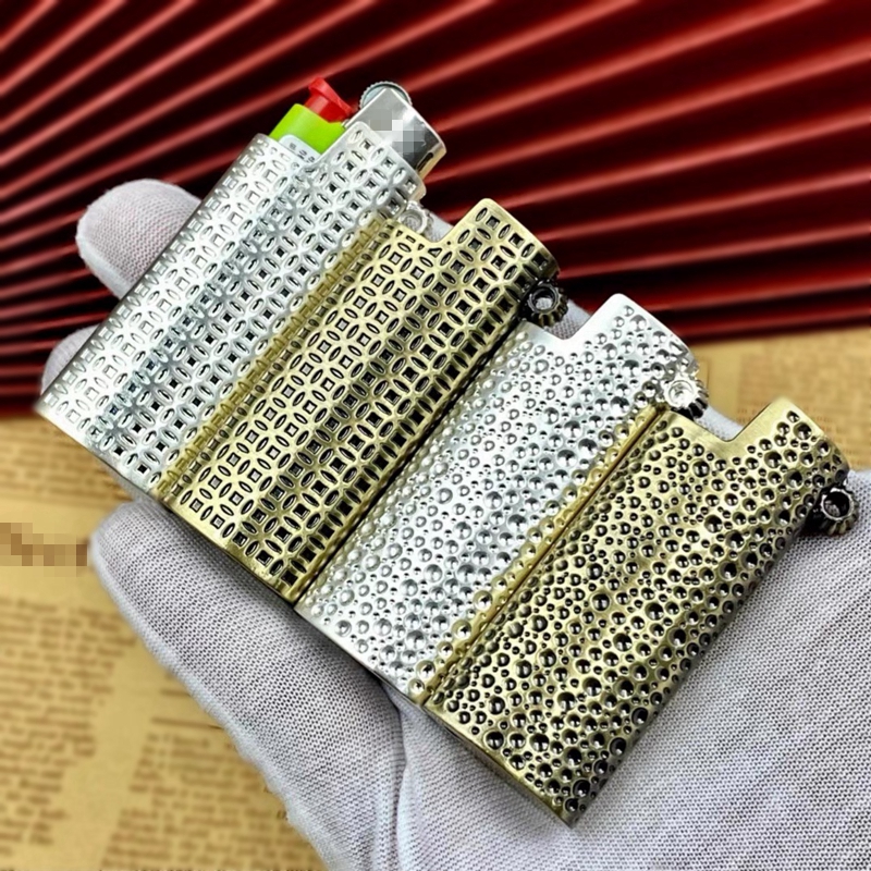 COOL Smoking Metal Replaceable Inside Lighter Case Sheath Casing Shell Protection Sleeve Portable Pendant Ring Inlay Feather Dry Herb Tobacco Cigarette Holder DHL