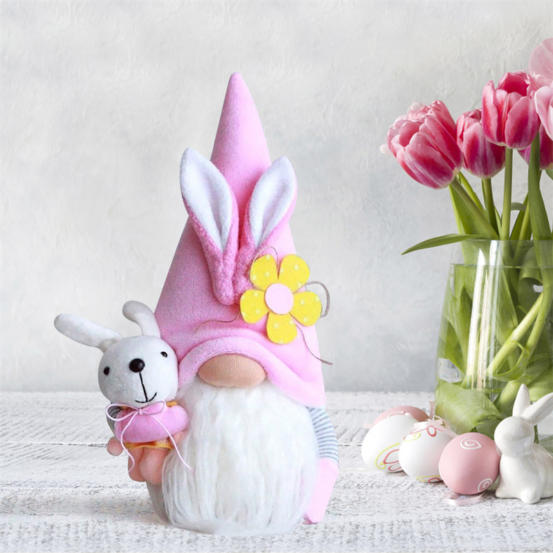 Décorations de fête de pâques, lapin Gnome nain avec carottes, jouets cadeaux pour enfants, décoration de maison de printemps