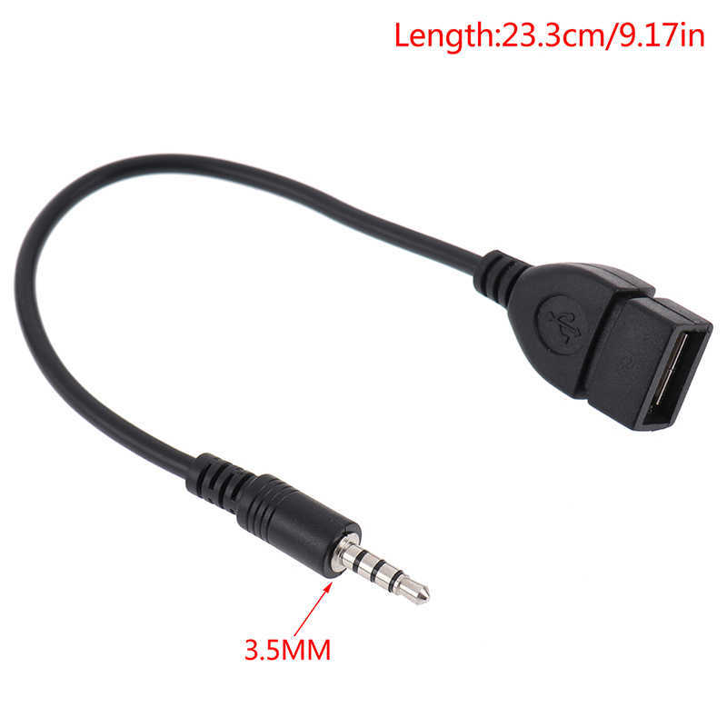 3,5 mm svart bil Aux -ljudkabel till USB Electronics for Play Music Headphone Converter