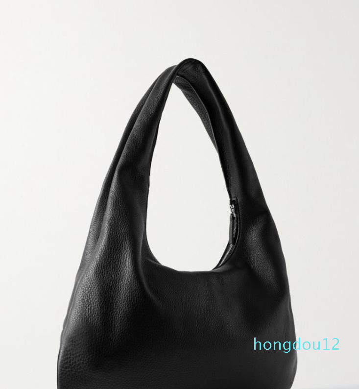 Evening Bags Woman Everyday Black Texture Cowhide THE ROW Medium Size Single Shoulder Bag185A
