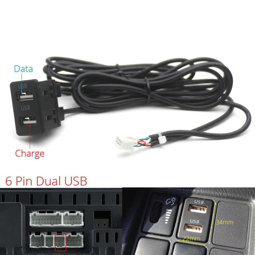 4 6 8 Pin -Stecker -Steckanschluss Dual USB -Schnittstellenkabeladapter für Android Radio Navigation Multimedia iOS Car Player