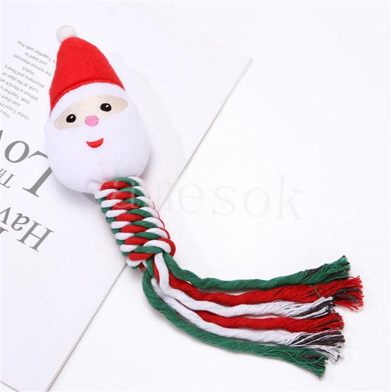 Christmas Dog Toys Stuffed Plush Toys for Small Medium Puppy Rope Chew Toys for New Year Gifts Interactive Toy for Cleaning Teeth DE971