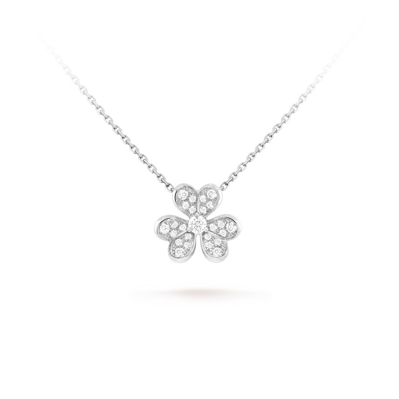 Collier trèfle chanceux Cleef diamant coeur colliers bijoux de créateur pour les femmes fête cadeau de Noël marque lettre-V série Frivole 308K