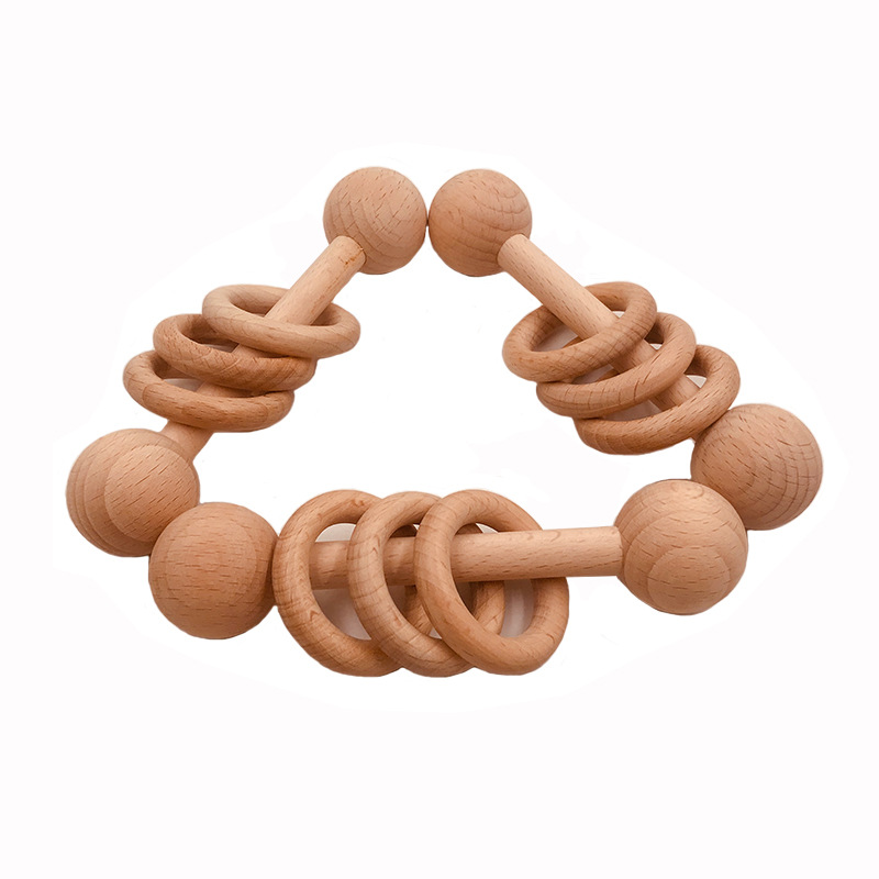 Toys de beb￪s brinquedos de faia de madeira anel de madeira anel de toque de roedores mastiga￧￣o de gin￡stica de gin￡stica de gin￡stica