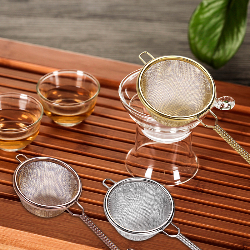 Tea Filter Stainless Steel Strainer Mesh Water Scoop Tools Double-layer Sifter Colander Sieve Drinking Beverage for Tea Herbs Coffee