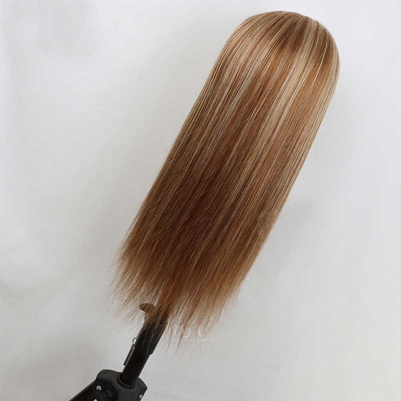 Brésilien Human Hair Peruvian Indien Vierge brute Vierge 13x4 Perruque avant en dentelle P8 / 27 Couleur droite 150% 180% 210% densité 8 27 Couleur de piano 10-32 pouces