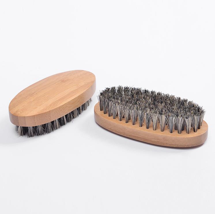 Home Garden Natural Boar Hair Bristle Beard Mustache Brush Shaving Comb Men Face Massage Round Wood Handle Handmade Beard Brushes SN356