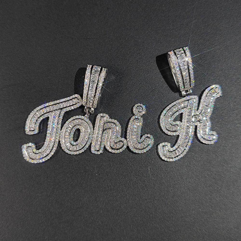 TopBling A-Z Custom Signature Letters Name Pendant Necklace Bling T Cubic Zircon Hip Hop 18k Real Gold Plated Jewelry282R