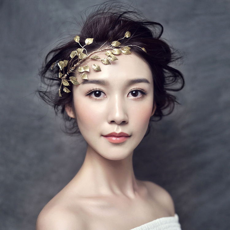 Mariage Bridal Gold Lead Bandbound Front Hairband Crown Crown Parta Prom Headpiece Hair Accessoires de bijoux
