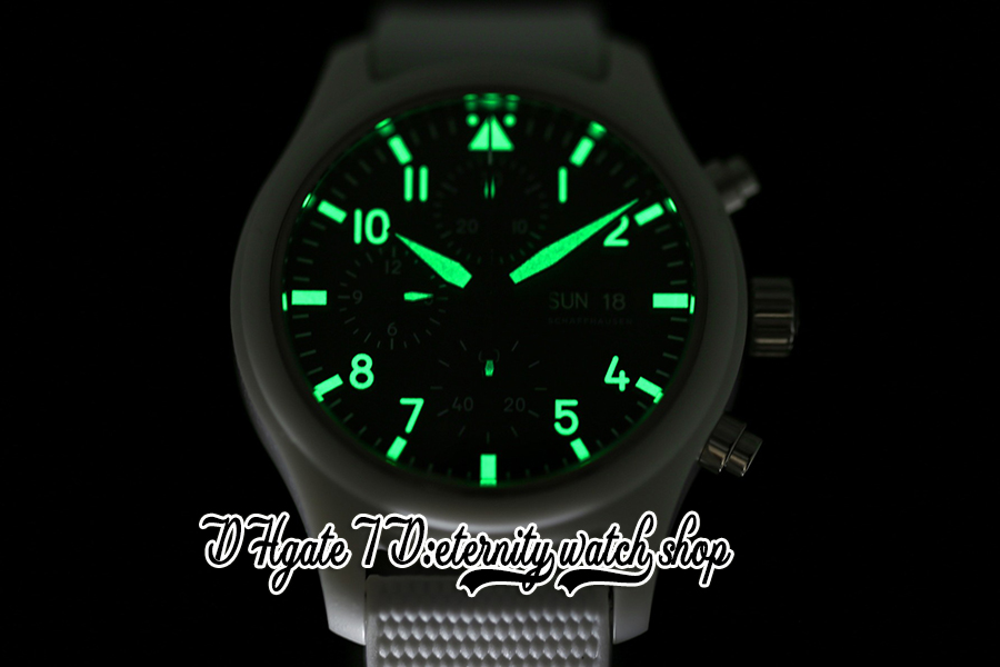 TW389105 Biała ceramiczna A7750 Automatyczna chronograf męska Zegarek TWF Lake Tahoe Woodland Black Dial Data Biały gumowy pasek 2022 Super Edition Eternity Watches