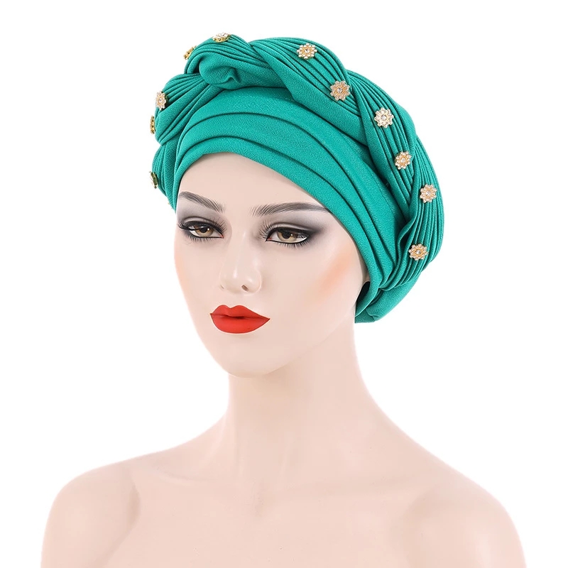 New African Women Turban Cap Fashion Handmade Muslim Hijab Hat Women Braid Headwear Lady Head Wraps Bonnets Hair Accessories