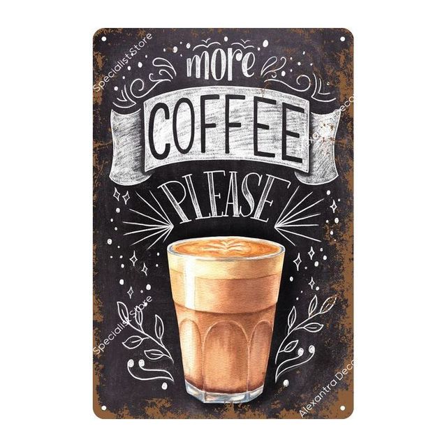 Coffee Vintage Metal Painting Wall Art Shop Garage Pub Cafe Metal Craft Iron Decorative Posters 20cmx30cm Woo