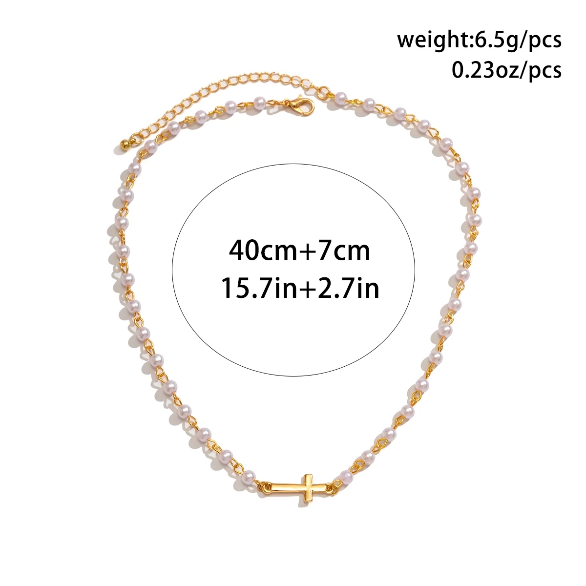 Simple Imitation Perle Perles Croix Charme Pendentif Ras Du Cou Collier Court pour Femmes Bijoux Collier Clavicule Chaîne Cadeau De Fête