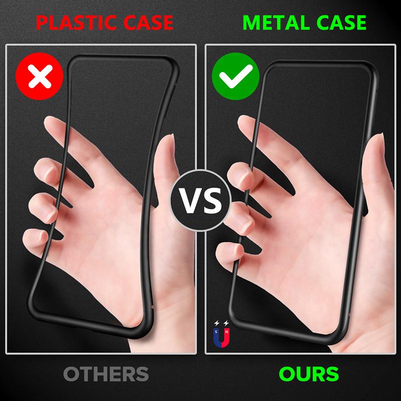 لحالات iPhone Metal Case Phone Privacy Magnetic Peep Perfed Private Cover 13 12 11 Promax XS Max منع لـ 13Pro 12Pro