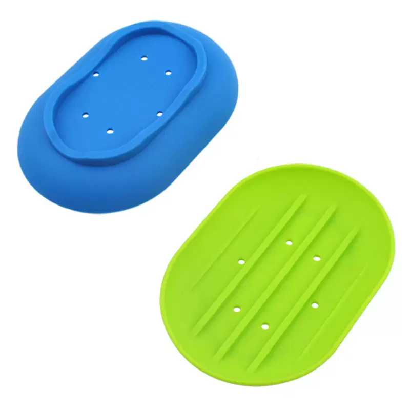 Porte-savon en silicone anti-dérapant ovale porte-savon plaque plateau fuite moule anti-moisissure cuisine salle de bain savons boîte 9 couleurs