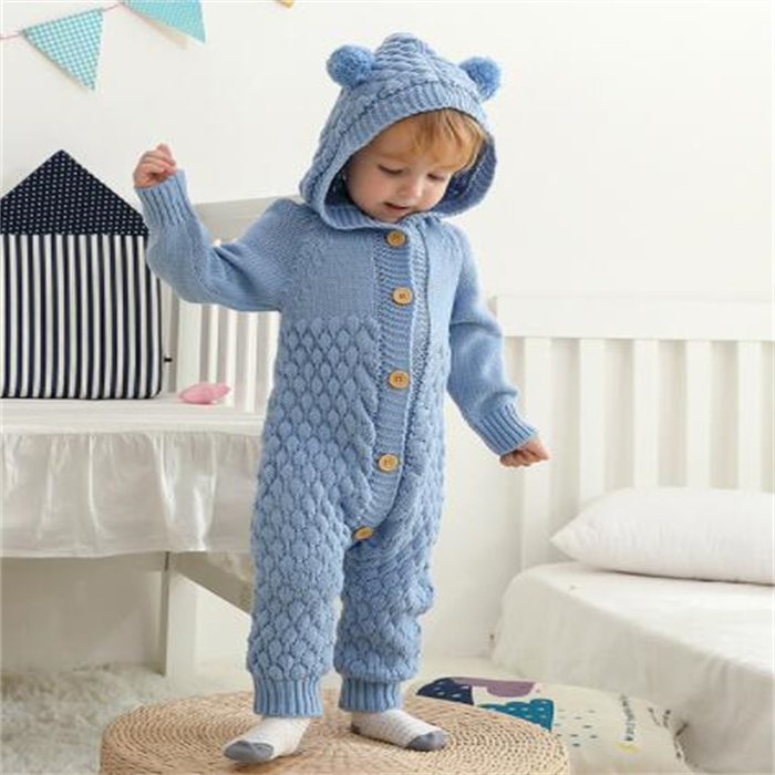 Bébé barboteuse à manches longues hiver chaud tricoté body enfants garçons filles combinaisons infantile enfant en bas âge pulls à capuche tenues automne vêtements pour enfants