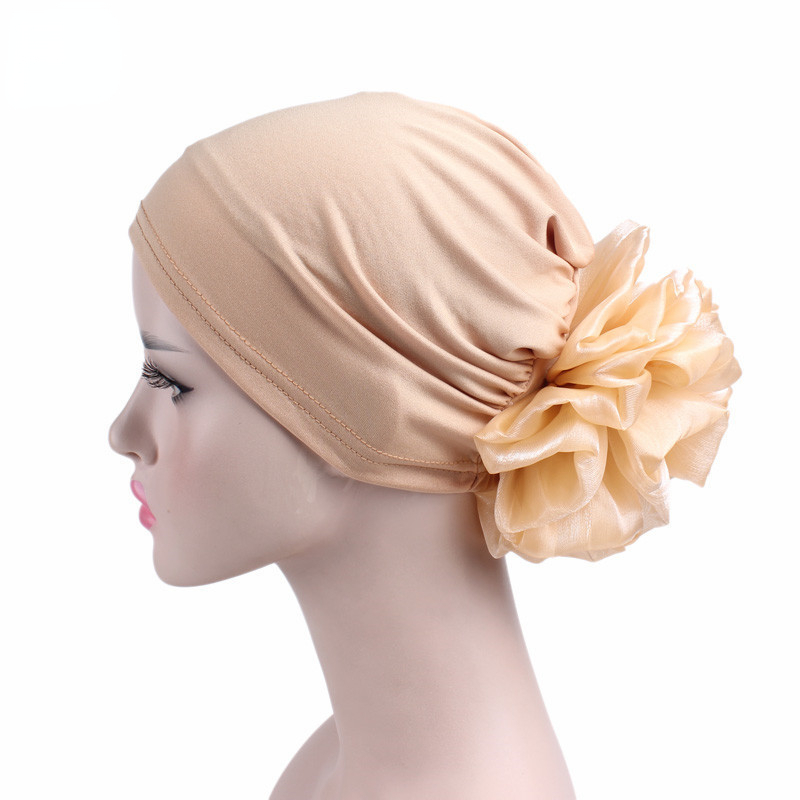 امرأة جديدة جميلة زهرة عمامة القبعات المسلمة حجاب النساء مرنة القماش قبعة قبعة سعة الشعر السيدات.
