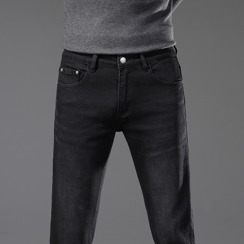 Nowe dżinsy spodnie chino spodni męskie spodnie rozciągnij jesień zima zamykające dżinsy bawełniane spodnie myte proste biznesowe biznesowe Q9519