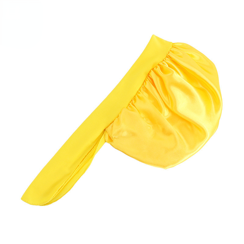 2022 Children Solid Color Satin Bonnet Baby Sleeping Cap with Adjustable Elastic Ribbon Kids Hair Accessories
