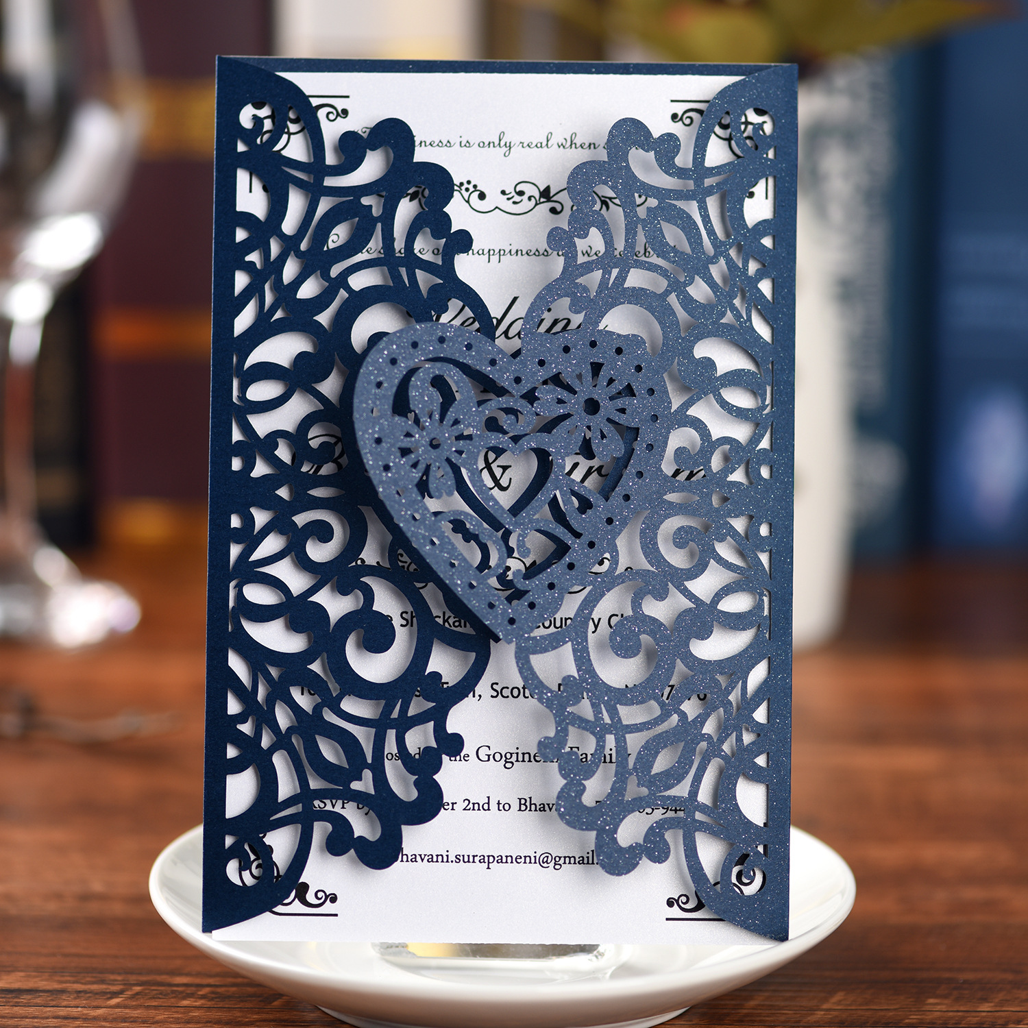 Karty zaproszeń ślubnych laserowe karty papierowe luksusowe zaproszenia